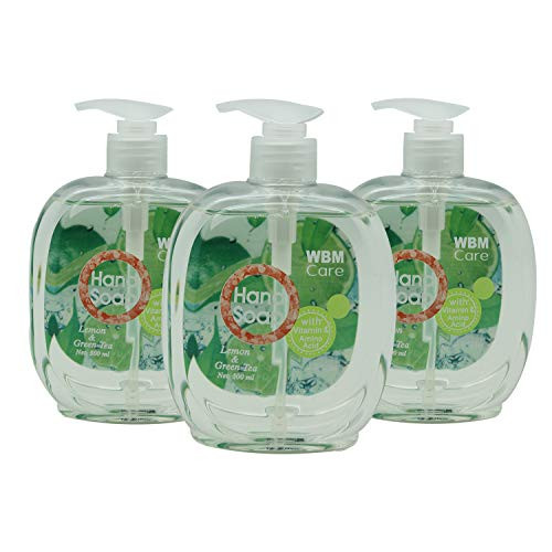 WBM Care Natural Liquid Hand Soap Lemon  and  Green Tea 16.09 Ounce -3-Pack-