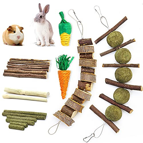 Blu and ben Rabbit Chew Toys for Teeth Grinding, Natural Organic Apple Wood Sticks with Timothy Hay Balls, Promote Dental Health, Cage Accessories for Bunny, Chinchillas, Guinea Pigs, Hamsters, Small Pets Blu and ben Rabbit Chew Toys for Teeth Grinding, Natural Organic Apple Wood Sticks with Timothy Hay Balls, Promote Dental Health, Cage Accessories for Bunny, Chinchillas, Guinea Pigs, Hamsters, Small Pets