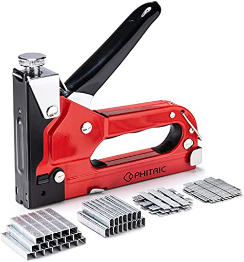 Upholstery Staple Gun Heavy Duty, PHITRIC 4 in 1 Stapler Gun with 6000 Staples, Manual Brad Nailer Power Adjustment Furniture Stapler Gun for Wood, Carpentry, Decoration DIY Staple Gun Upholstery Staple Gun Heavy Duty, PHITRIC 4 in 1 Stapler Gun with 6000 Staples, Manual Brad Nailer Power Adjustment Furniture Stapler Gun for Wood, Carpentry, Decoration DIY Staple Gun