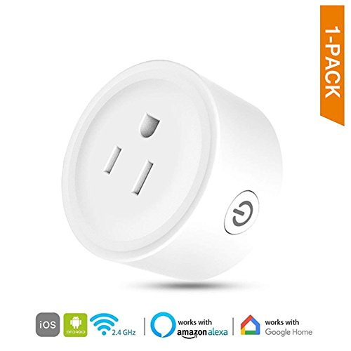 Mini WiFi Smart Plug, Wireless Socket Outlet Plug, Remote Control Electric Appliance Devices, Energy Monitoring, No hub Required,Timing Function, Work With Amazon Alexa & Google Home Assistant?White?
