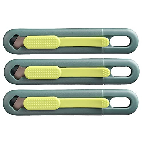 Nova Safety Knife, Utility Knife, Compact Cut, Box Cutter, Ambidextrous Design, Replaceable and Durable Blade, Ideal for Heavy Duty Cut, Warehouse, Home, for Cutting Boxes, Cartons, Parcels. -3 Pack-