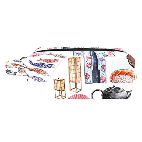 Portable Cosmetic Bag for Women,Roomy Makeup Bags,Japanese style kitchen supplies cat fan cherry blossom,Travel Waterproof Toiletry Bag Accessories Organizer