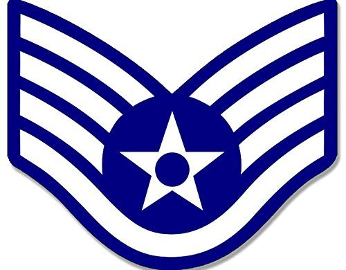 American Vinyl Air Force Rank Staff Sergeant Chevron Shaped Sticker -USAF SSI SSGT-