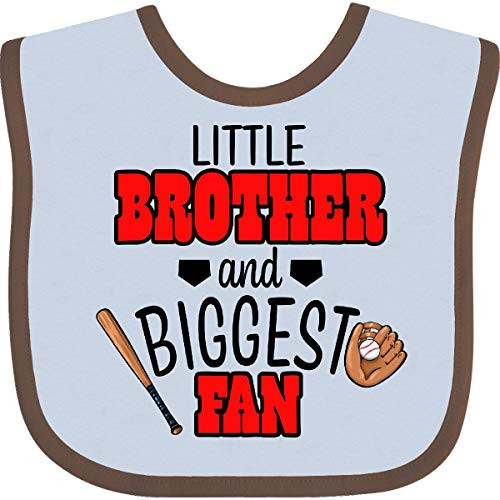 Inktastic Little Brother and Biggest Fan Baby Bib Blue and Chocolate 3b1c0