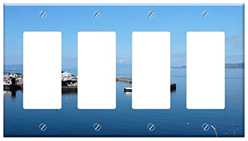 Switch Plate 4 Gang Rocker/GFCI - Scotland Scottish Seascape Harbour Harbor Calmac Switch Plate 4 Gang Rocker/GFCI - Scotland Scottish Seascape Harbour Harbor Calmac