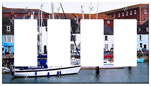 Switch Plate 4 Gang Rocker/GFCI - Weymouth Harbour Dorset England Town Boat Water Switch Plate 4 Gang Rocker/GFCI - Weymouth Harbour Dorset England Town Boat Water