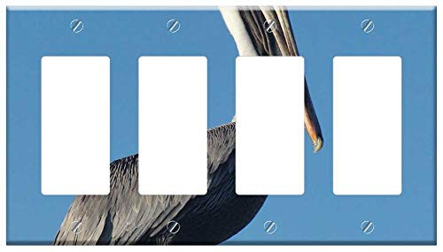 Switch Plate 4 Gang Rocker/GFCI - Bird Pelican Fence Sky Beak Harbor Harbour Switch Plate 4 Gang Rocker/GFCI - Bird Pelican Fence Sky Beak Harbor Harbour