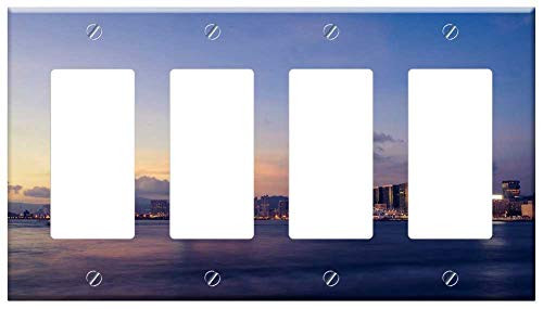 Switch Plate 4 Gang Rocker/GFCI - Skyline Victoria Harbour Hong Kong Harbour