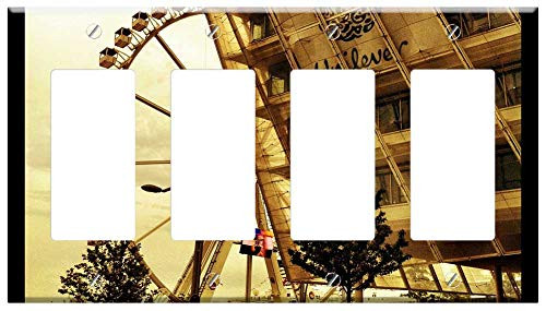 Switch Plate 4 Gang Rocker/GFCI - Ferris Wheel Harbour City Hamburg Germany Port