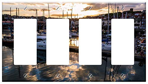 Switch Plate 4 Gang Rocker/GFCI - Scarborough Harbour Sunset Yorkshire Sky Seaside Switch Plate 4 Gang Rocker/GFCI - Scarborough Harbour Sunset Yorkshire Sky Seaside
