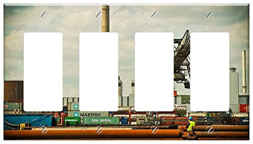 Switch Plate 4 Gang Rocker/GFCI - Port Crane Harbour Crane Envelope Loading Crane Switch Plate 4 Gang Rocker/GFCI - Port Crane Harbour Crane Envelope Loading Crane