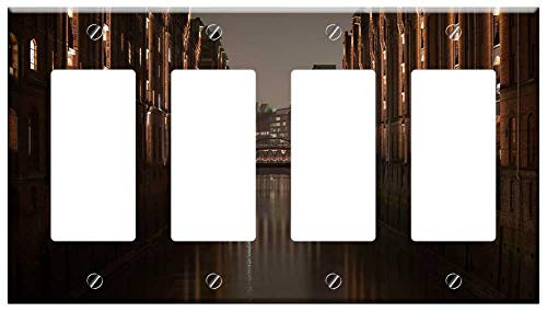 Switch Plate 4 Gang Rocker/GFCI - Harbour City Hamburg Elbe Port Switch Plate 4 Gang Rocker/GFCI - Harbour City Hamburg Elbe Port