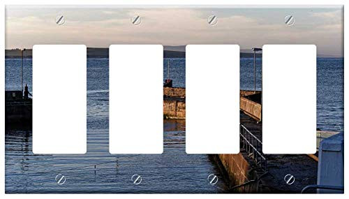 Switch Plate 4 Gang Rocker/GFCI - Harbor Pier Harbour Sea Water Sky Port Ocean Switch Plate 4 Gang Rocker/GFCI - Harbor Pier Harbour Sea Water Sky Port Ocean