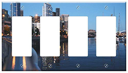 Switch Plate 4 Gang Rocker/GFCI - Port Marina Harbor Harbour Boats Docks Buildings