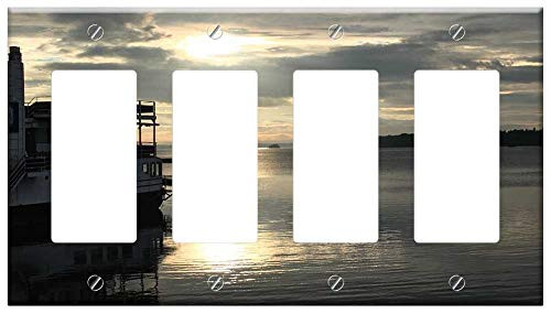 Switch Plate 4 Gang Rocker/GFCI - Water Sweden Sunset Boat Harbour Harbor Baltic Switch Plate 4 Gang Rocker/GFCI - Water Sweden Sunset Boat Harbour Harbor Baltic
