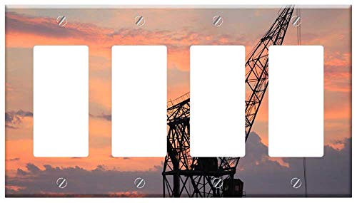 Switch Plate 4 Gang Rocker/GFCI - Harbour Crane Sunset Sky Clouds Industry Port 1 Switch Plate 4 Gang Rocker/GFCI - Harbour Crane Sunset Sky Clouds Industry Port 1
