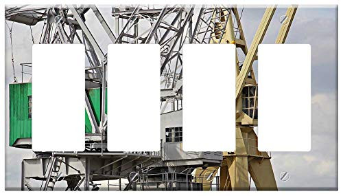 Switch Plate 4 Gang Rocker/GFCI - Harbour Cranes Sky Clouds Industry Port Cranes Switch Plate 4 Gang Rocker/GFCI - Harbour Cranes Sky Clouds Industry Port Cranes