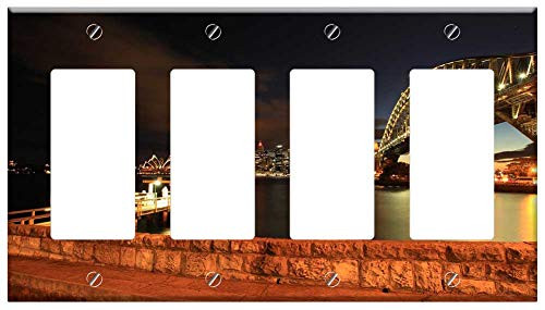 Switch Plate 4 Gang Rocker/GFCI - Wall Bridge Sydney Harbour Landmark Tourist