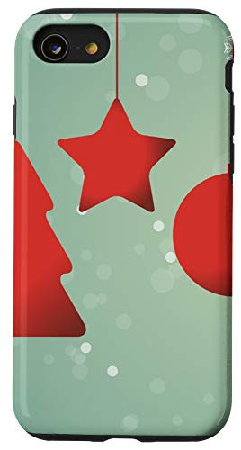 iPhone SE -2020- / 7 / 8 Christmas red star Christmas tree ball, mint back, 3D-Lool Case