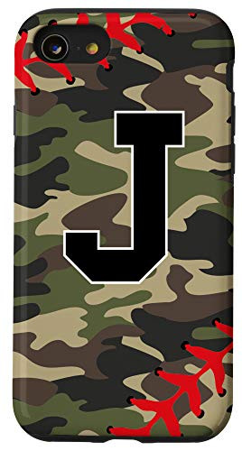 iPhone SE -2020- / 7 / 8 Baseball Softball Letter J Initial Gift Ball Player Camo Case