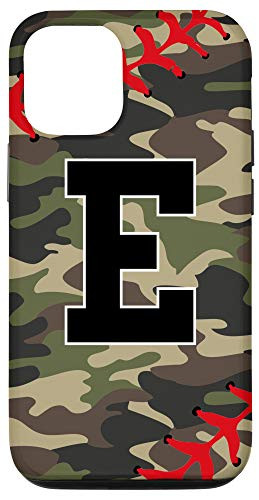 iPhone 12/12 Pro Baseball Softball Letter E Initial Gift Ball Player Camo Case