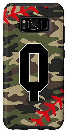 Galaxy S8 Baseball Softball Letter Q Initial Gift Ball Player Camo Case
