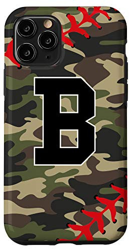 iPhone 11 Pro Baseball Softball Letter B Initial Gift Ball Player Camo Case