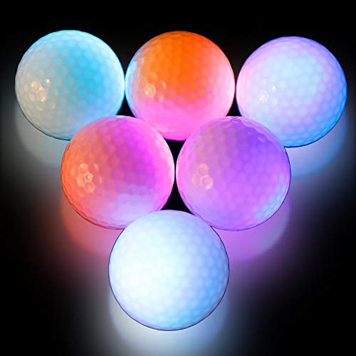 6pcs Glow Golf Balls Glow in The Dark Golf Balls, Night Golf Balls Multi Colors Flashing Night Golf Balls