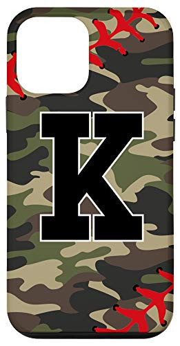 iPhone 12 mini Baseball Softball Letter K Initial Gift Ball Player Camo Case