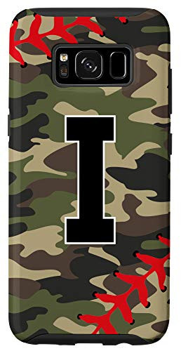 Galaxy S8 Baseball Softball Letter I Initial Gift Ball Player Camo Case