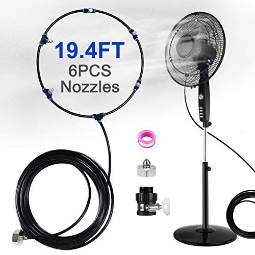 Bearbro Outdoor Misting Fan Kit for a Cool Patio Breeze,Fan Mist Kit,19.68FT-6M- Misting Line plus6 Copper Metal Mist Nozzles plusa Connector-3/4"-,Connects to Any Mister Spray for Cooling Outdoor Fan Misters