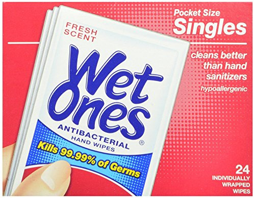 Wet Ones Antibacterial Hand Wipes Singles, 24-Count -Pack of 2-