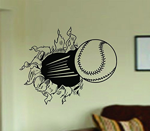 Dabbledown Decals Baseball Bursting Version 101 Through Wall Vinyl Wall Decal Sticker Art Sports Kid Children Ball Nursery Boy Teen Homerun
