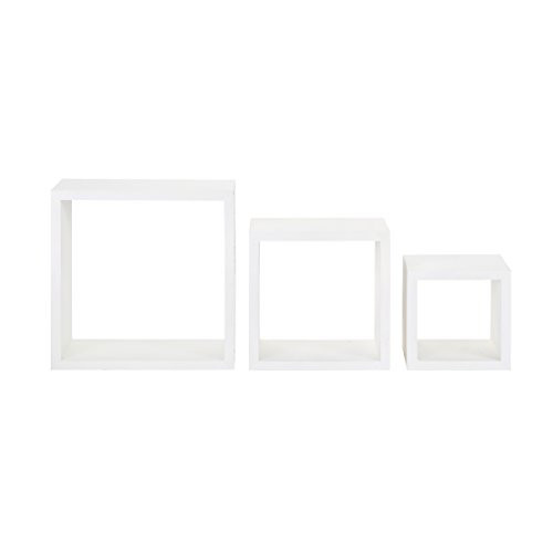 MELANNCO 5178376 Floating Wall Mount Square Cube Shelves, Set of 3, White