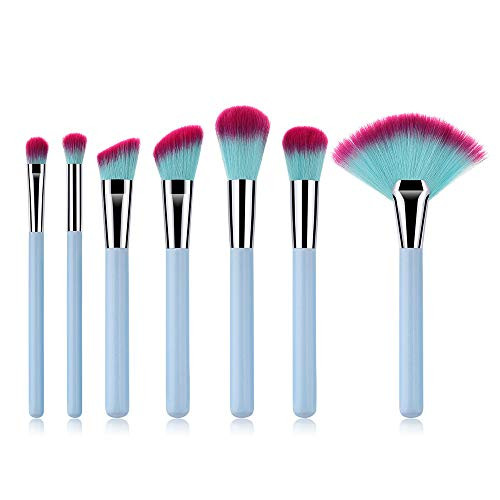 ZoePets 7pcs Wooden Fan Brush Liquid Cosmetics Foundation Cosmetic Eyebrow Eyeshadow Brush Makeup Brush Sets Tools