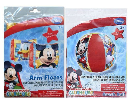 Disney Mickey Mouse Club House Set Arm Floats and Beach Ball