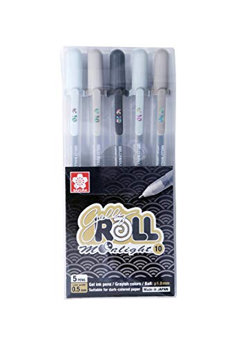 Sakura Moonlight Gelly Roll set of 5 Grey pens
