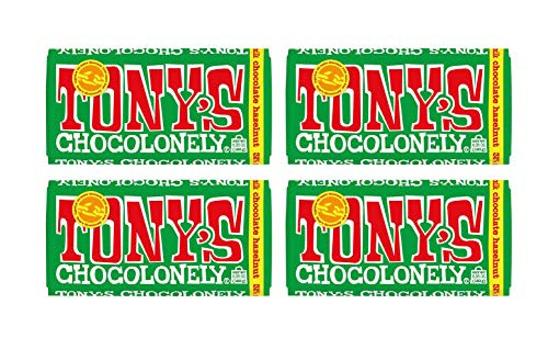 Tony's Chocolonely - Pack of 4 - 32 percent Milk Hazelnut Chocolate  Bar, 6.35 Oz Each