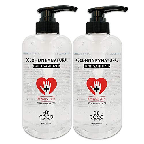 Cocohoney Natural Hand Sanitizer -Ethanol Gel-, 16.9oz. - 500ml. -2Pack- - Contains Alcohol 70 percent Ethanol - Made in Korea Cocohoney Natural Hand Sanitizer -Ethanol Gel-, 16.9oz. - 500ml. -2Pack- - Contains Alcohol 70 percent Ethanol - Made in Korea