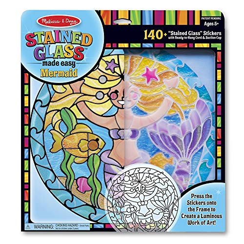 Melissa  and  Doug Stained Glass Made Easy Activity Kit- Mermaids - 140 plus Stickers