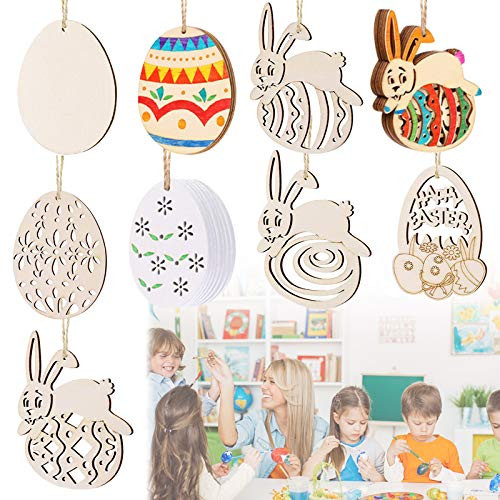 60 Pcs Easter Wooden Cutouts, Wooden Easter Eggs Crafts Ornament, Unfinished Easter Wood Cutouts, Wooden Bunny Cutout for Crafts and Easter Party Decorations 60 Pcs Easter Wooden Cutouts, Wooden Easter Eggs Crafts Ornament, Unfinished Easter Wood Cutouts, Wooden Bunny Cutout for Crafts and Easter Party Decorations
