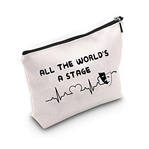 G2TUP Theatre Drama Gift All The World's A Stage Makeup Cosmetic Bag Heartbeat Drama Mask Acting Pouch -All The World's A Stage-