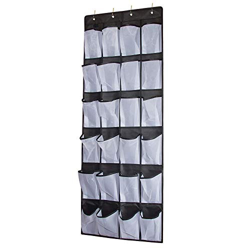 LNIMI Over The Door Shoe Organizer, Clear Hanging Shoe Rack, Fabric Closet Shoe Organizer Storage Bag, 24 Large Mesh Pockets Door Shoe Holder LNIMI Over The Door Shoe Organizer, Clear Hanging Shoe Rack, Fabric Closet Shoe Organizer Storage Bag, 24 Large Mesh Pockets Door Shoe Holder