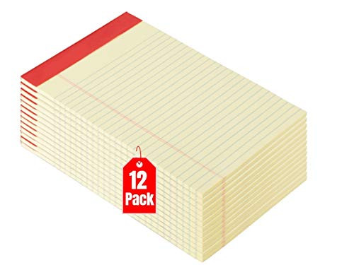 1InTheOffice Yellow Legal Pads 5x8, Notepad Narrow Ruled, Canary, 50 Sheets/Pad, Dozen Pads/Pack