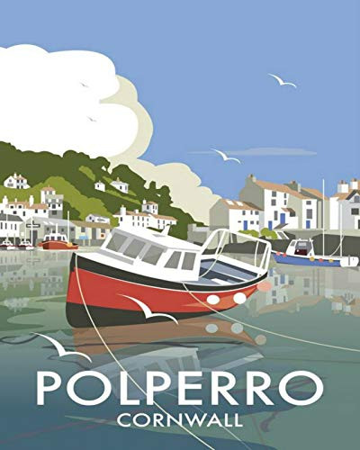 ZMKDLL Polperro Harbour Cornwall Seaside Holiday Poster Metal Plaque Tin Wall Sign