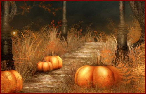 Walkway Lined with Pumpkins - Etched Vinyl Stained Glass Film, Static Cling Window Decal Walkway Lined with Pumpkins - Etched Vinyl Stained Glass Film, Static Cling Window Decal