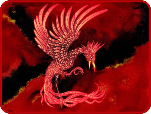 Red Phoenix Bird - Etched Vinyl Stained Glass Film, Static Cling Window Decal Red Phoenix Bird - Etched Vinyl Stained Glass Film, Static Cling Window Decal
