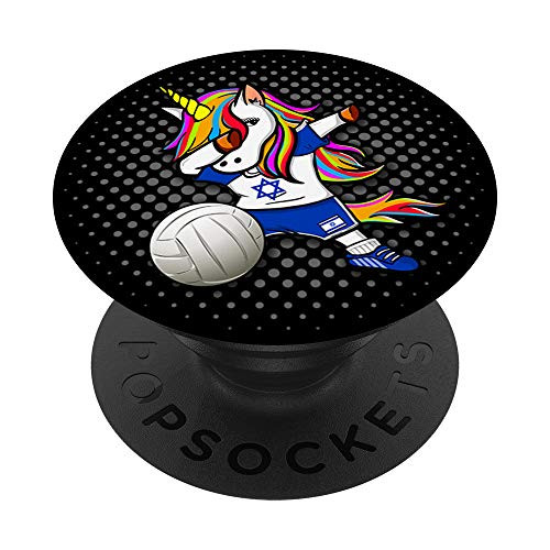 Dabbing Unicorn Israel Volleyball Fans Jersey - Israeli Flag PopSockets PopGrip- Swappable Grip for Phones  and  Tablets