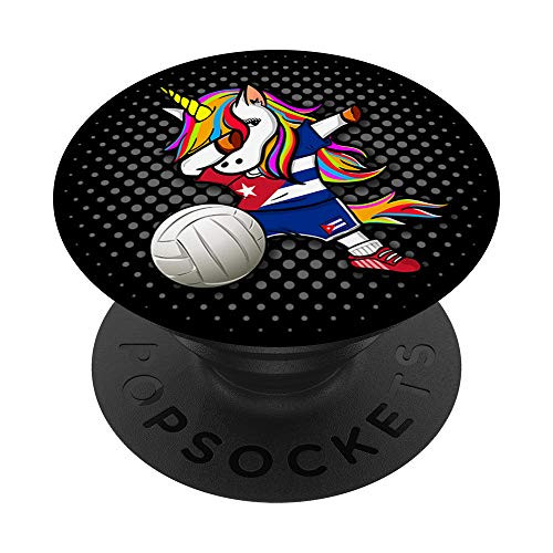 Dabbing Unicorn Cuba Volleyball Fans Jersey - Cuban Flag PopSockets PopGrip- Swappable Grip for Phones  and  Tablets