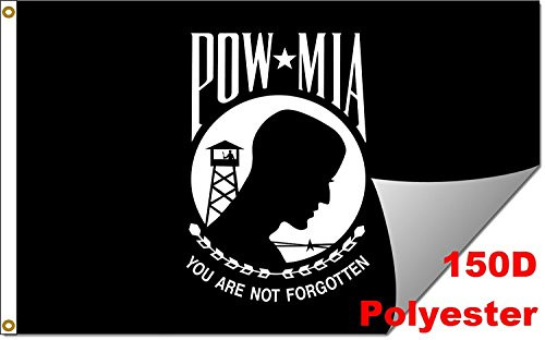 G128 - POW MIA Black Flag You are Not Forgotten Prisoner War 150D Polyester Flag 3x5 Ft Printed Stars Stripes Brass Grommets Indoor/Outdoor